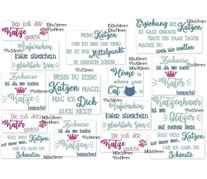 Stickserie - Spruch "Zuhause ist da, wo meine Katzen herrschen"